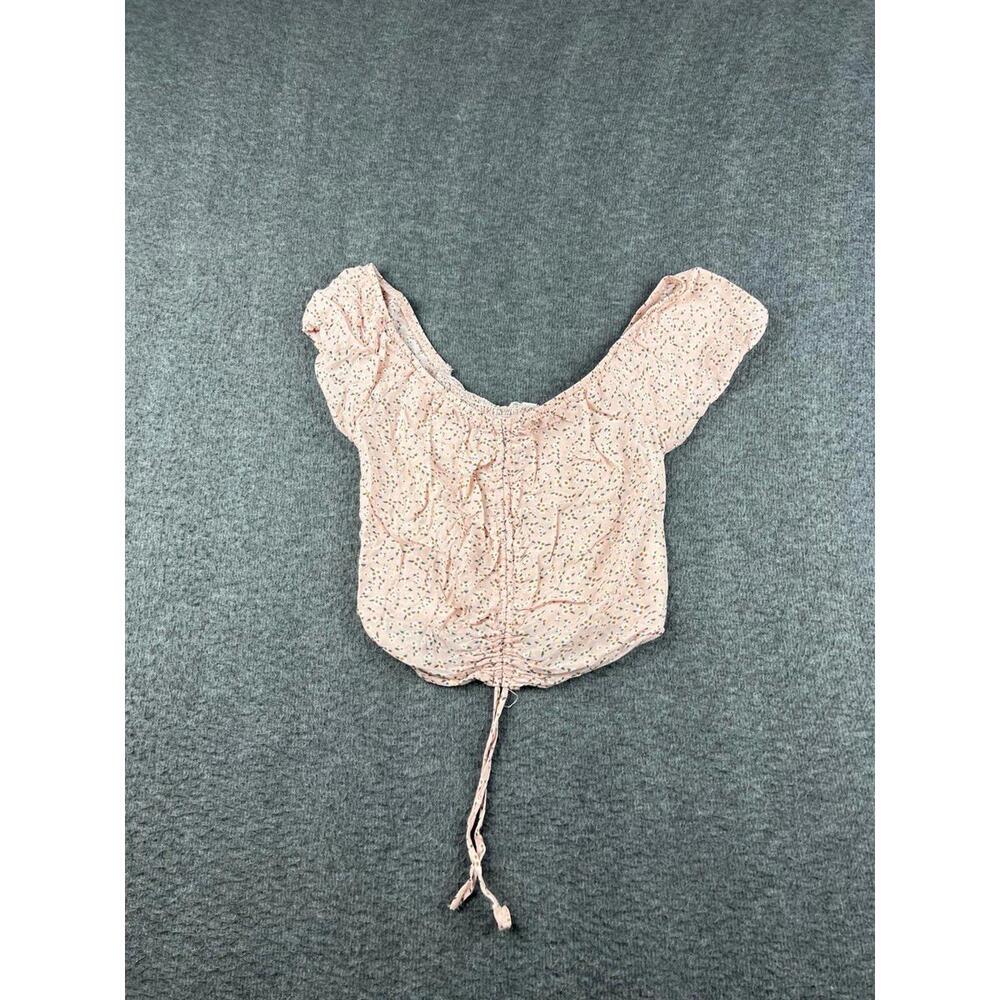 Sky and Sparrow Women's Pink Floral Off-Shoulder Crop Top Size Small
